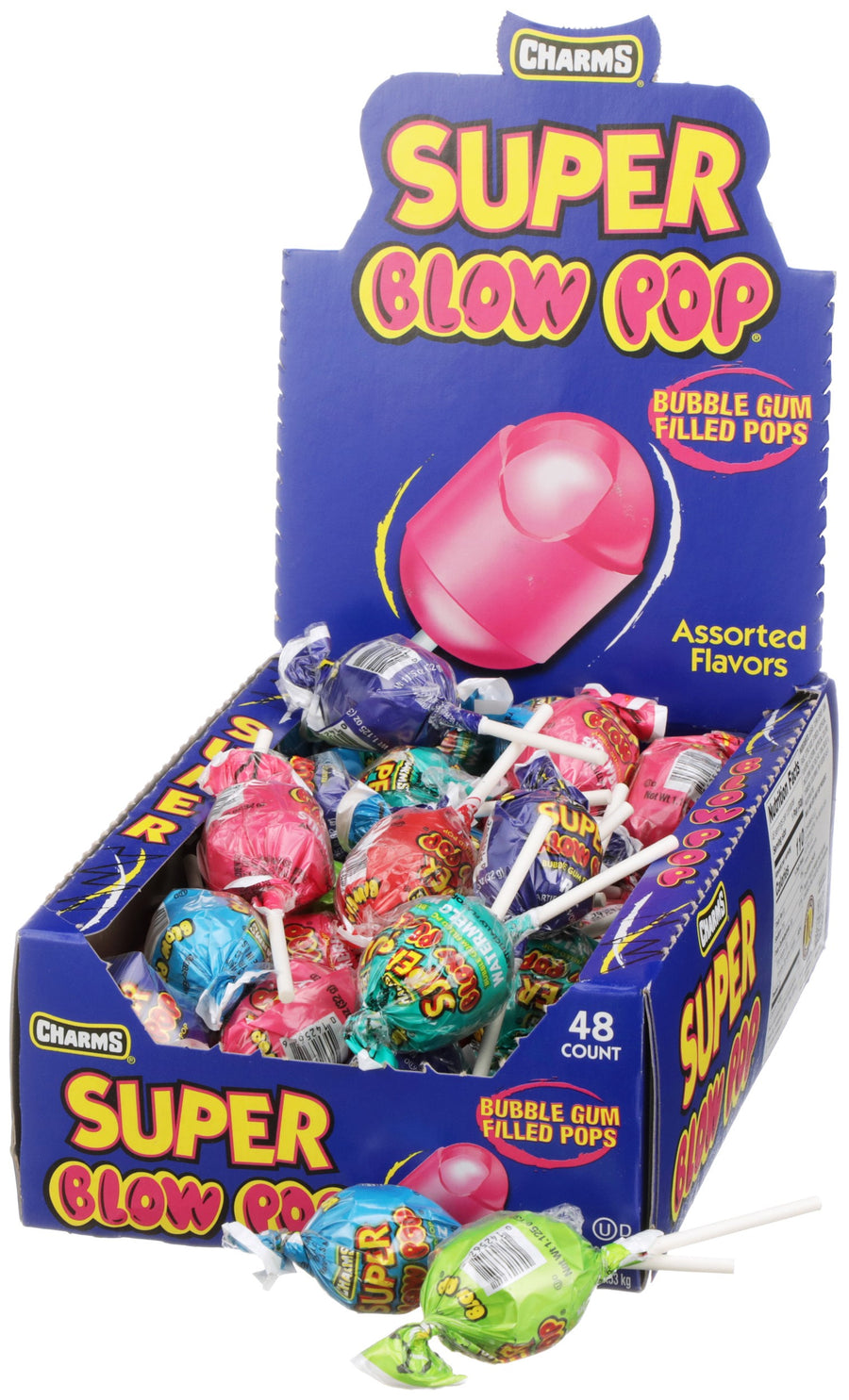 Charms Super Blow Pop Assorted lollipops, 1.125 oz, made in USA