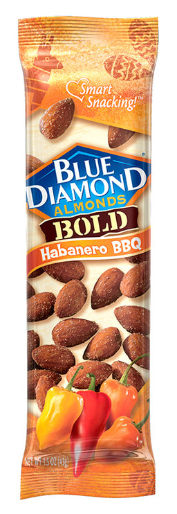 Blue Diamond Tubes Bold Habanero BBQ almonds, 1.5 oz, made in USA