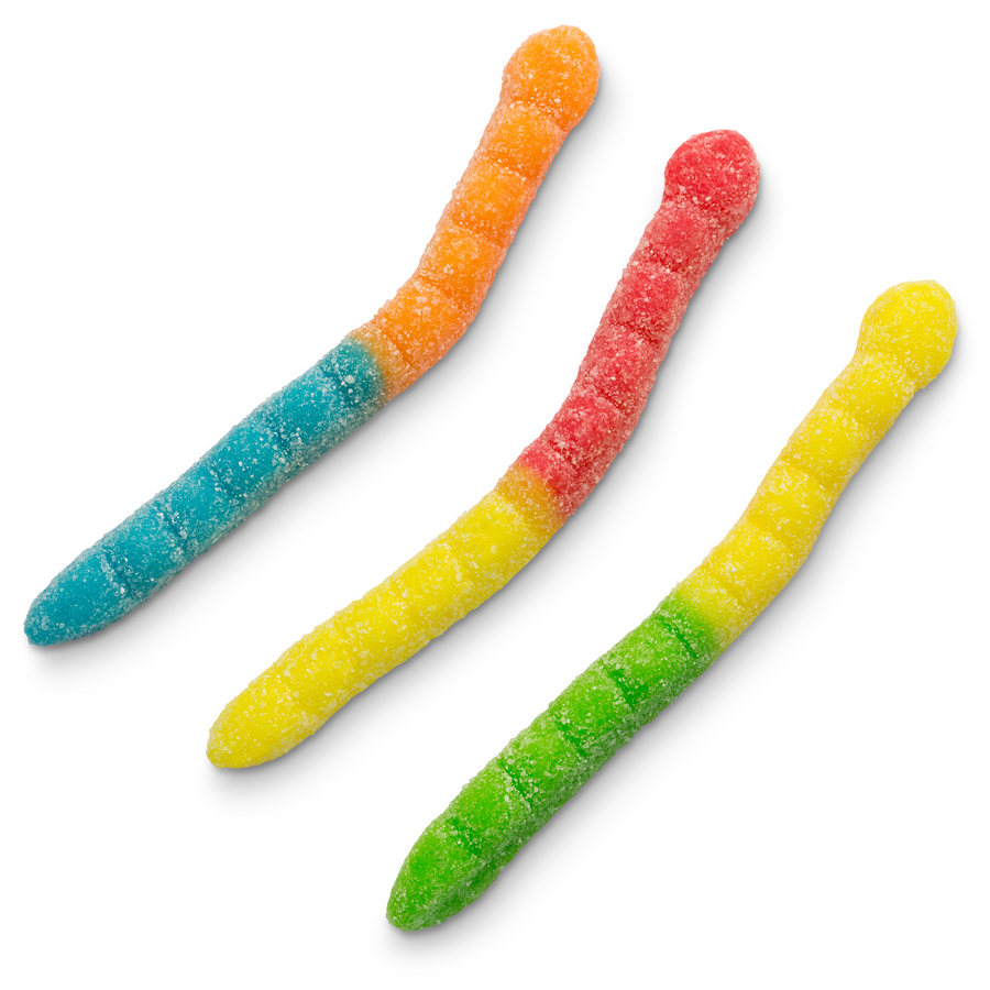 Albanese sour neon gummi worms bulk candy, 4.5 lb bag, USA