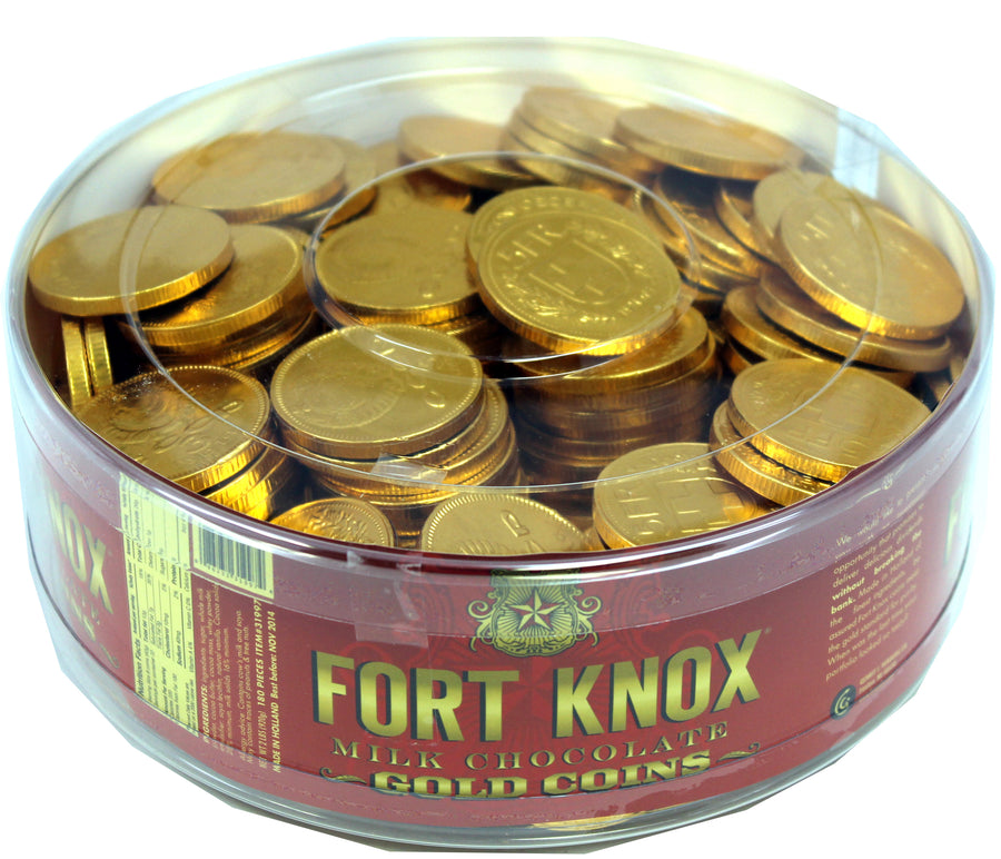 Fort Knox Gold Coins Milk Chocolate, case of 6, made in Netherlands