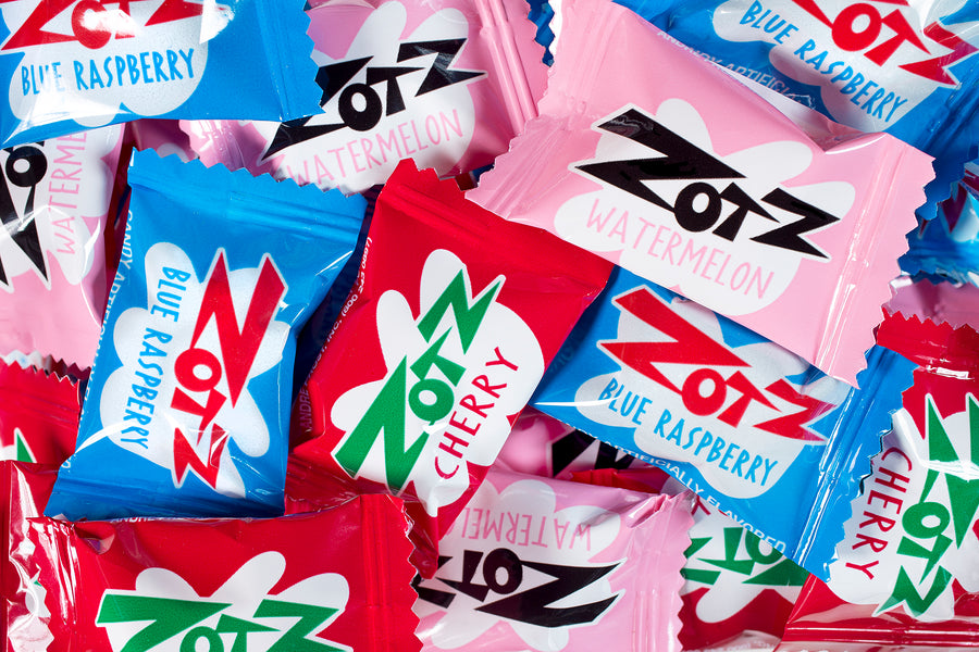 Zotz . Bag - Assorted (Blue Raspberry Cherry Watermelon), 8.1oz (230 G), made in Italy