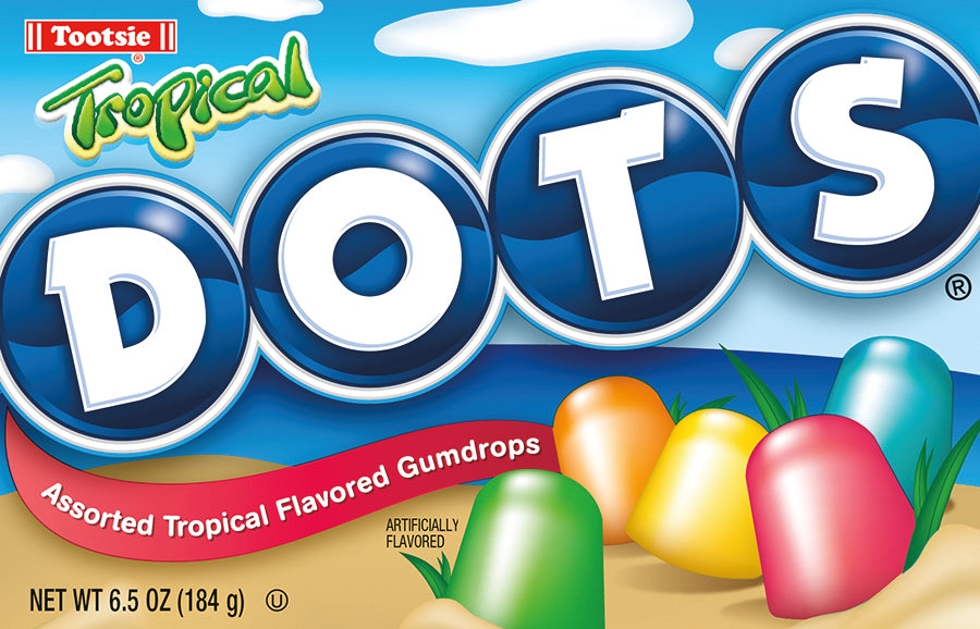 tootsie dots tropical theater, 6.5 oz, made in the USA