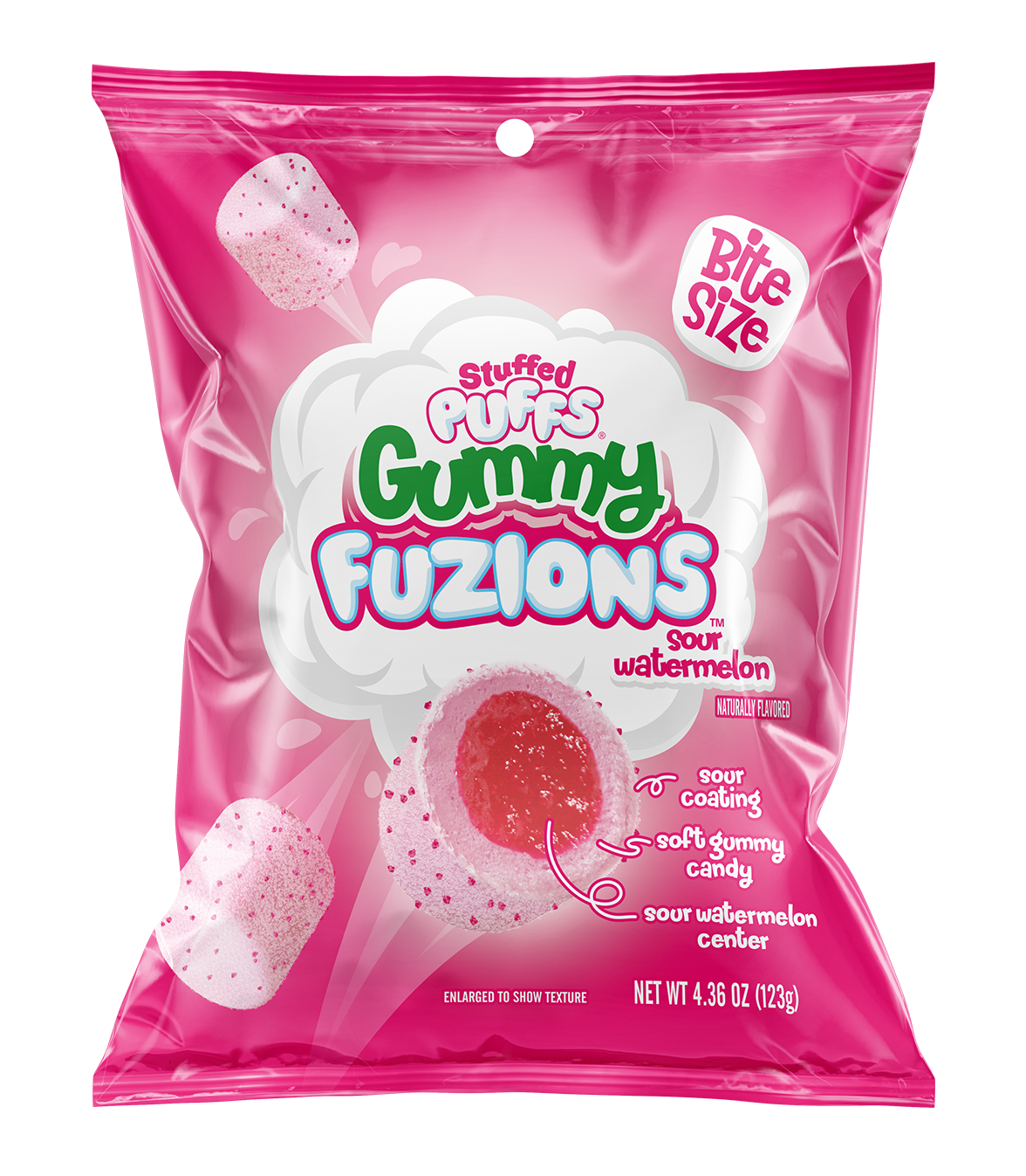 Stuffed Puffs Gummy Fuzions Sour Watermelon, 4.23 oz (120 g), made in the USA