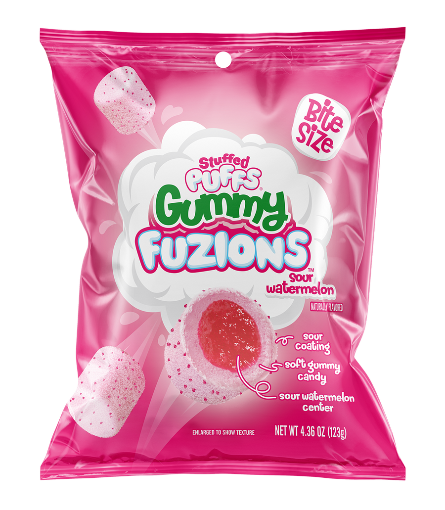 Stuffed Puffs Gummy Fuzions Sour Watermelon, 4.23 oz (120 g), made in the USA