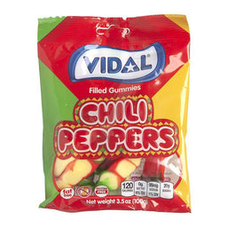 Vidal spicy chili peppers peg bag candy, 3.5 oz, made in Spain