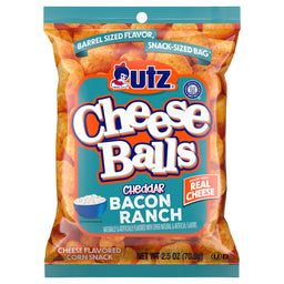 utz cheddar bacon ranch cheese ball, 2.5 oz, made in the USA