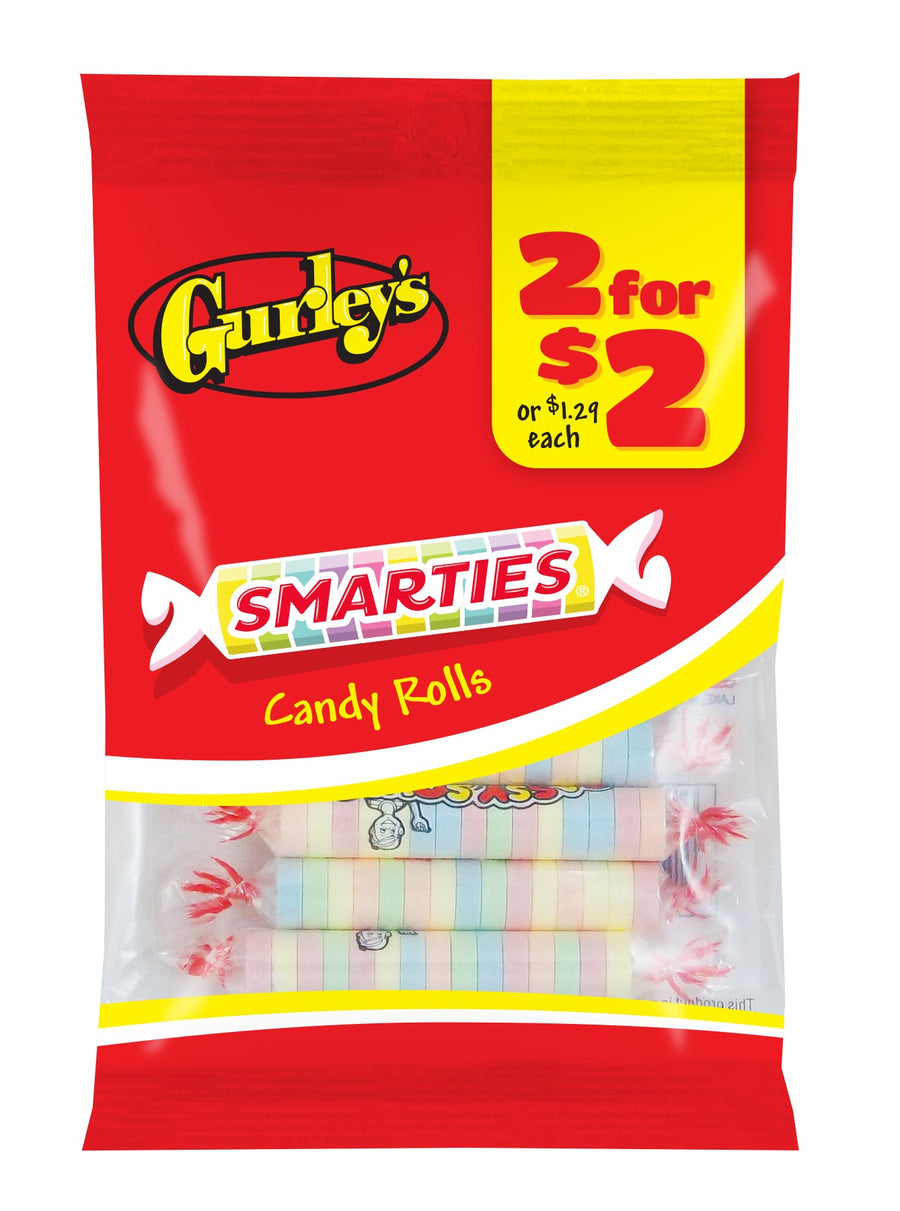 Gurleys Candy Line Candy Rolls, Smarties, case of 12, made in United States