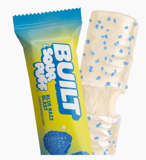 Built Blue Razz Blast Sour Puff puff bars, 1.45 oz, made in USA