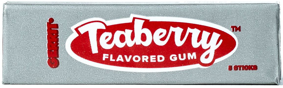 Teaberry Gum 5 Stick Single Facing Display, 480-count case, made in Netherlands