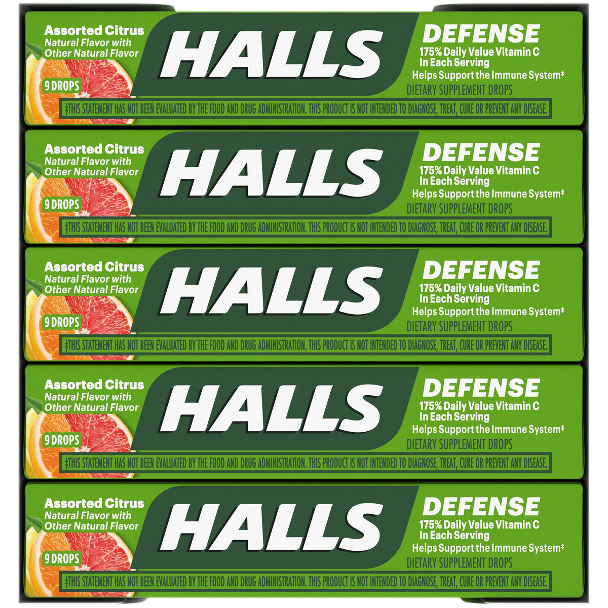 Halls Defense Stick Vit C Citrus, 9 pc, made in Canada