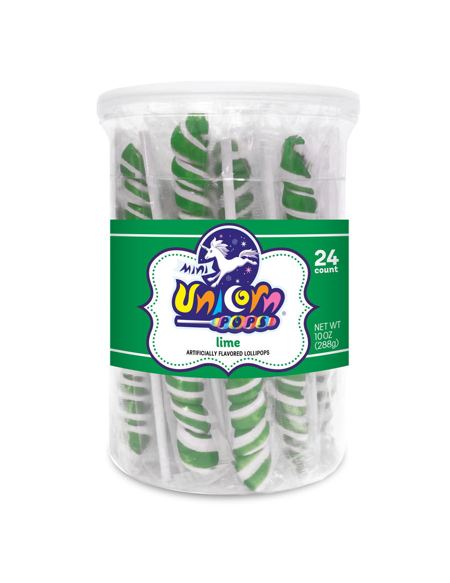 Adams & Brooks Mini Unicorn bubble gum jars, Green, 10 oz box, Mexico