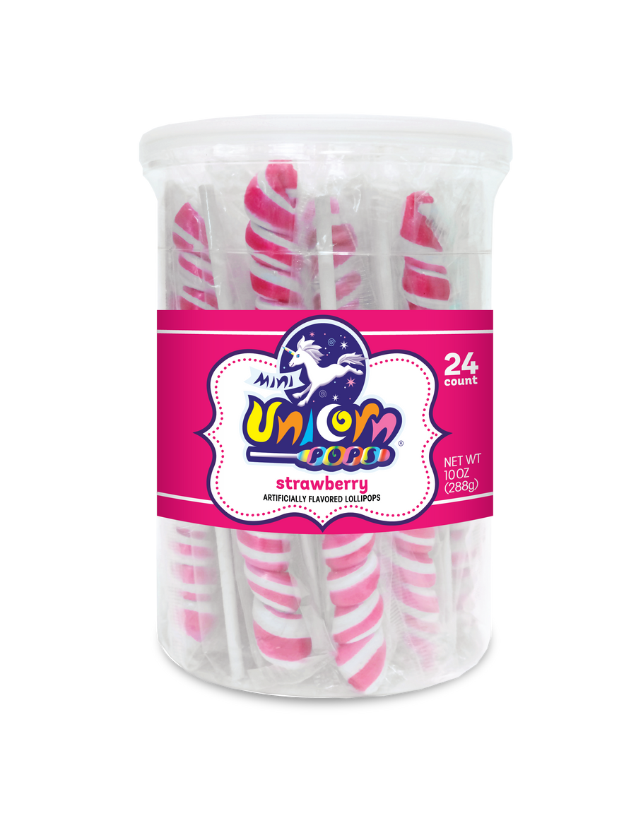 Adams & Brooks Mini Unicorn bubble gum jars, Hot Pink, 10 oz box, Mexico