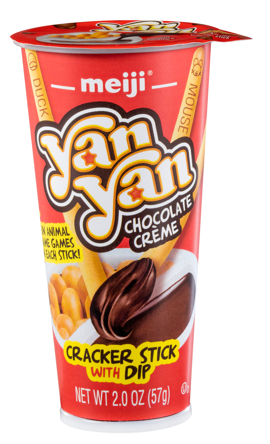 Meiji Yan Yan chocolate creme biscuit sticks with dip, 2 oz, made in USA