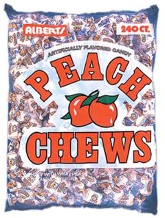 Albert's Fruit Chews Peach, 240-count bag, made in Brazil