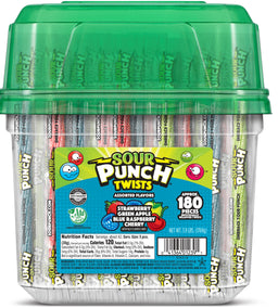 Sour Punch Twists 4 Flavour Tub 3lbs, .35 oz (10 G), made in USA