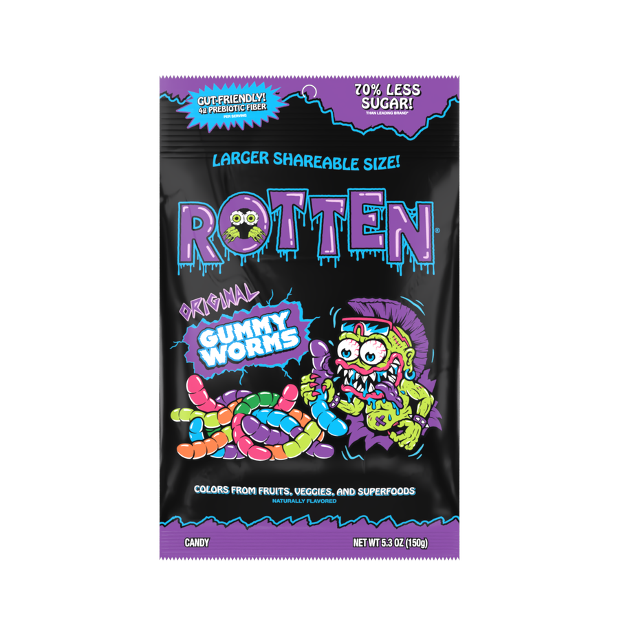 Rotten Original Gummy Worms, 5.3 oz bag, made in Mexico