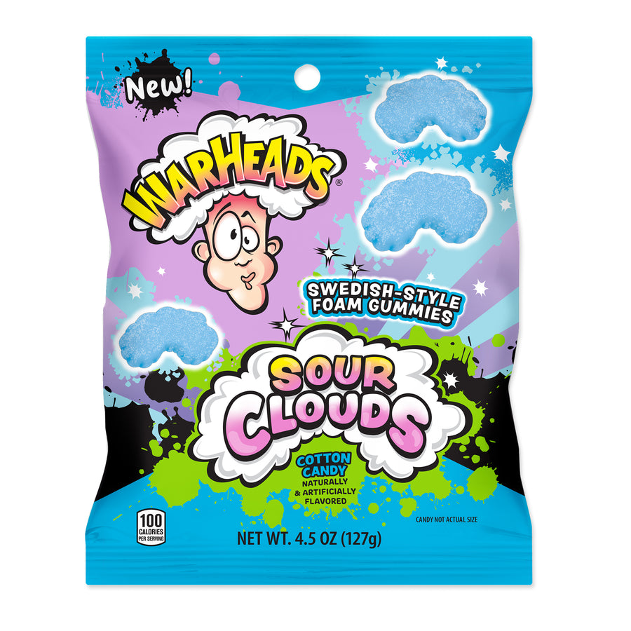 Warheads Sour Clouds Cotton Candy, 4.5 oz, made in USA