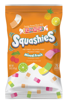 Smarties Squashies Mixed Fruit gummy peg bag, 5 oz, made in USA