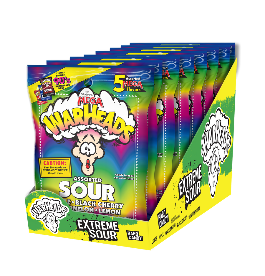 Warheads Extreme Sour Candy, 3.25 oz (92 g), made in Mexico