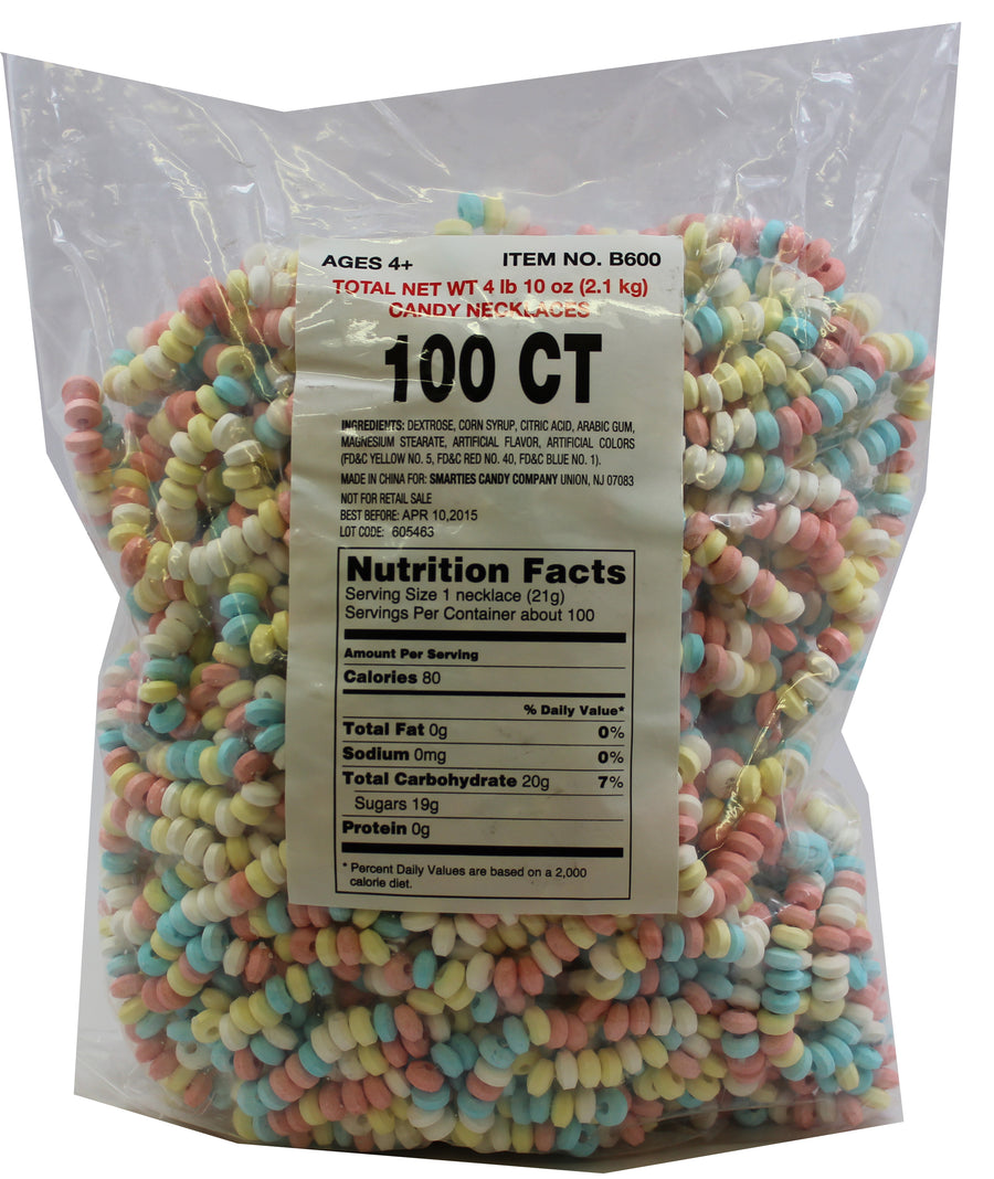 Smarties candy necklaces bulk unwrapped, 600 count, made in USA