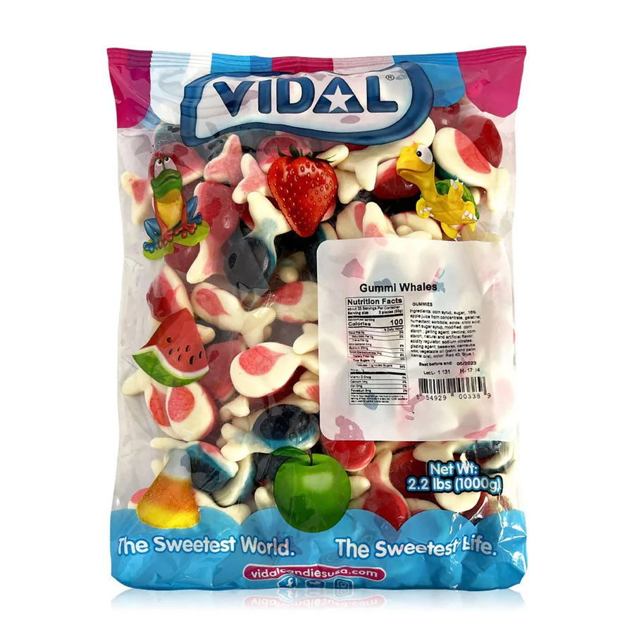 vidal bulk gummy whales, 2.2 lb, made in Spain