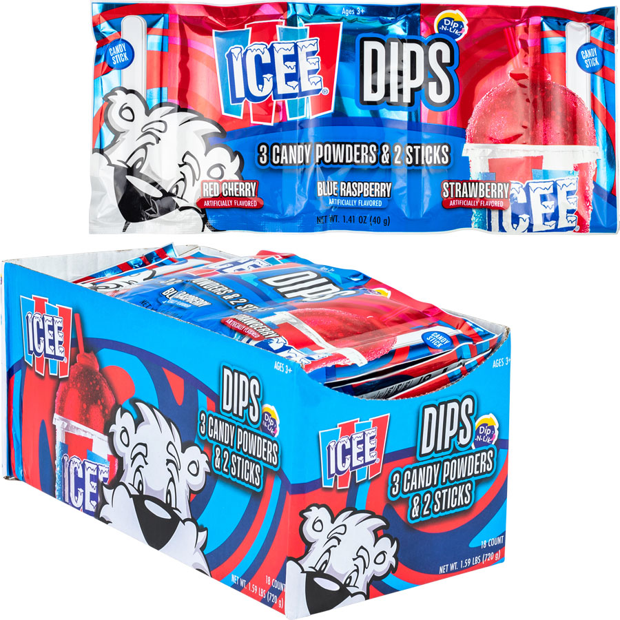 Koko's Icee 3pk Dips Candy Powders/Stick, 1.41 oz (40 G), made in China