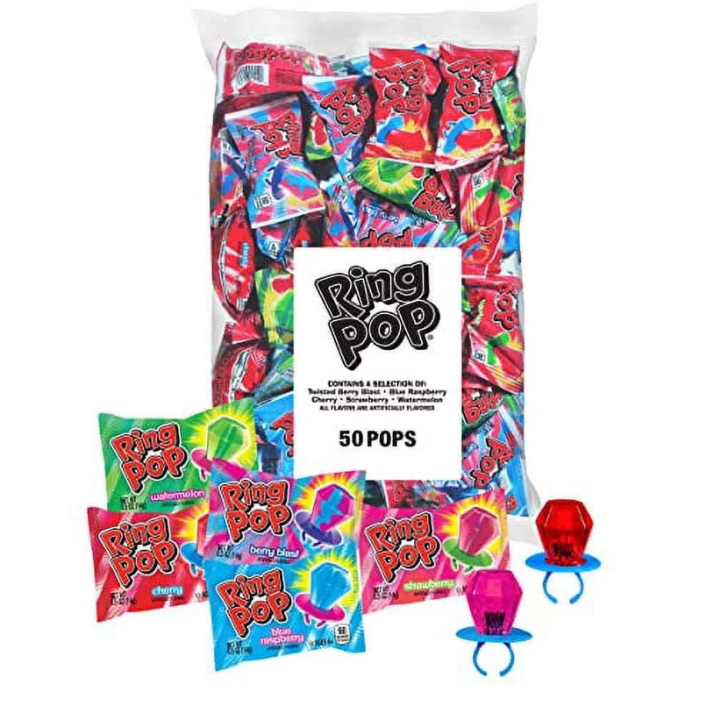 Ring Pop Bulk Clear Bag . bulk lollipops, .50 oz, made in USA
