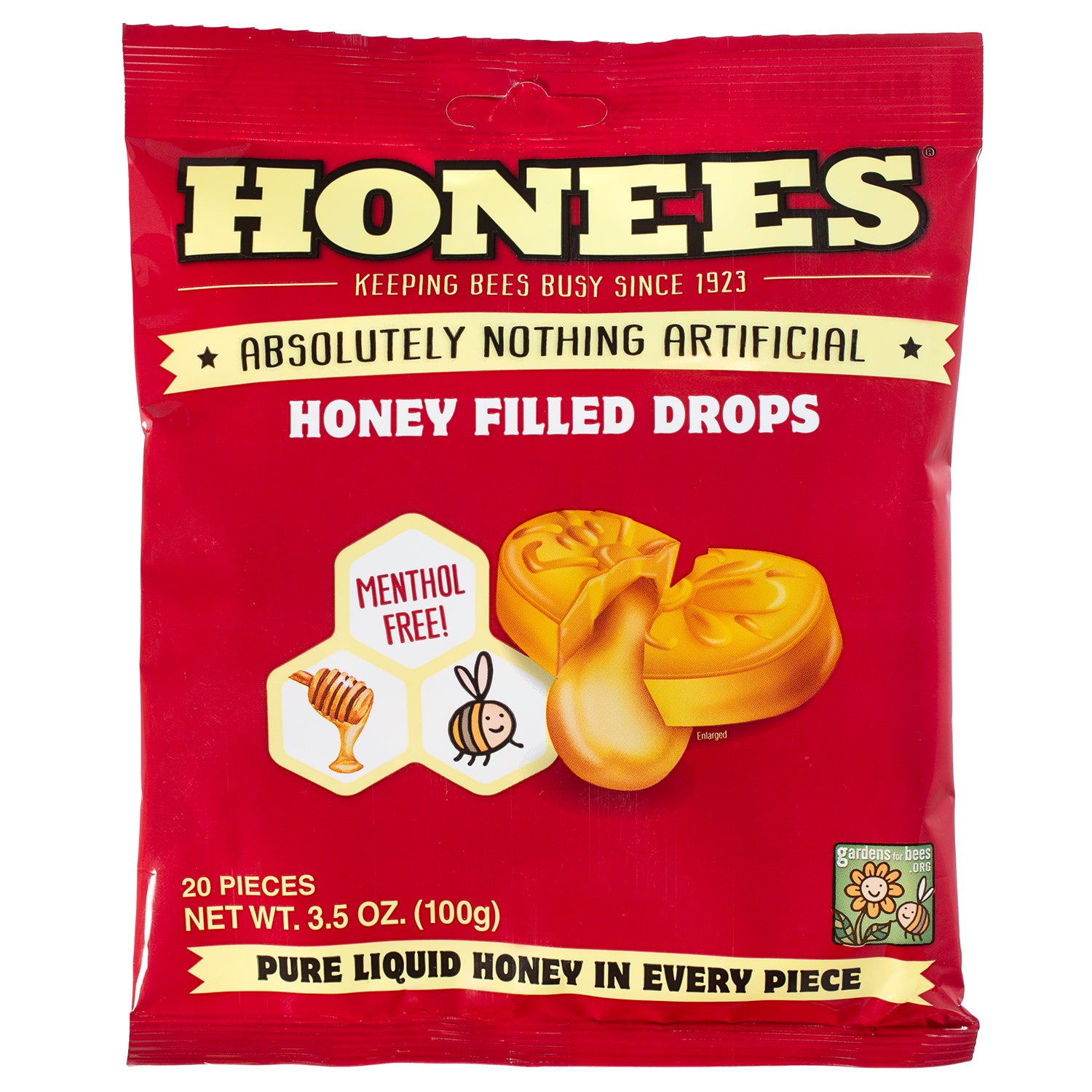 Honees Honey Liquid Cough Drops Bag 20 Pieces, 20 Pieces, made in Italy