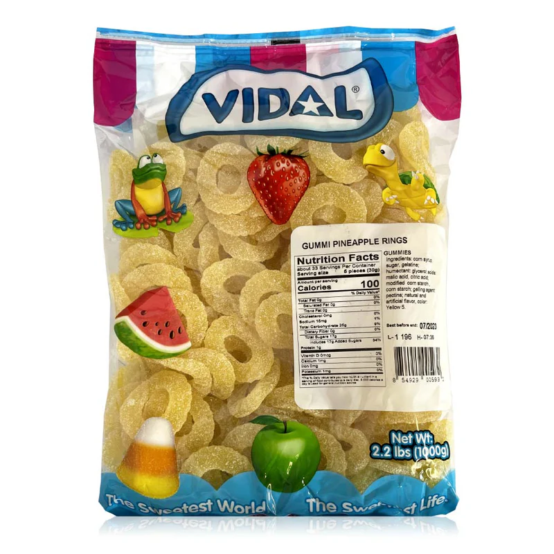 vidal bulk pineapple rings, 2.2 lb, made in Spain