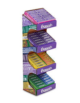 Choward's 4-tier counter display of assorted mints and gum, made in USA