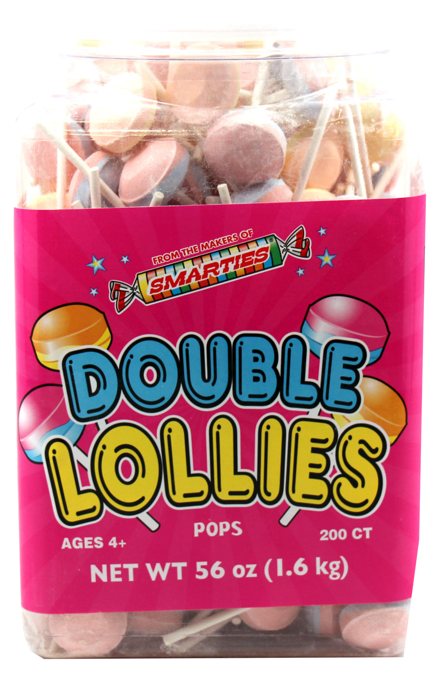 Smarties Double Lollies jar unwrapped, 1200 count, made in USA