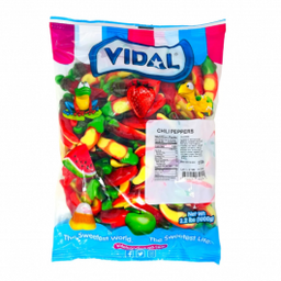 Vidal chili peppers bulk gummi candy, 2.2 lb bag, made in Spain