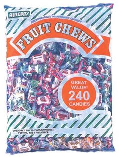 Albert's Fruit Chews Assorted, 240-count bag, made in Brazil