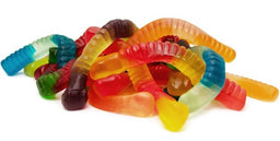 sunrise large gummy worms, dozen flavors, 5 lb, made in Mexico
