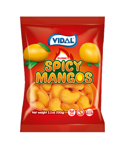 Vidal spicy mangos peg bag candy, 3.5 oz, made in Spain