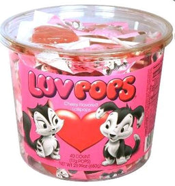 Adams & Brooks Luv Pops bubble gum lollipops, 0.59 oz, made in Mexico