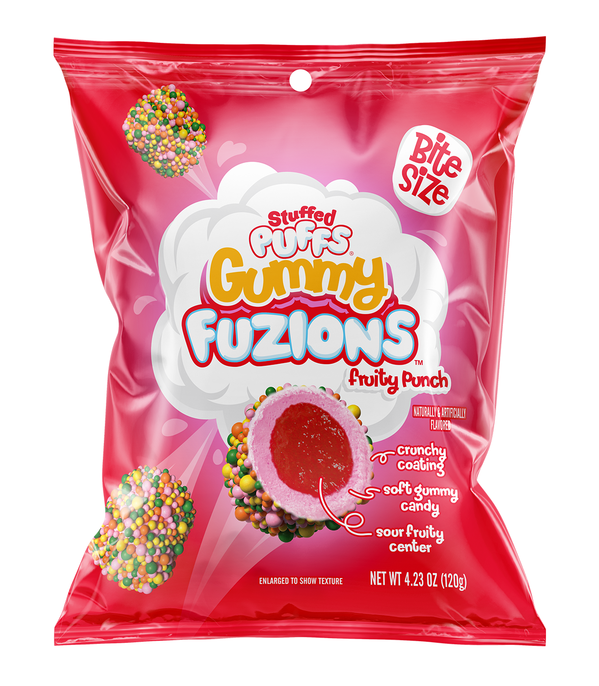 Stuffed Puffs Gummy Fuzions Fruity Punch, 4.23 oz (120 g), made in the USA