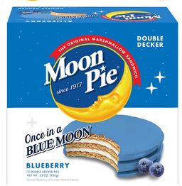 Moon Pie blueberry marshmallow sandwich snack, 2.75 oz, made in USA