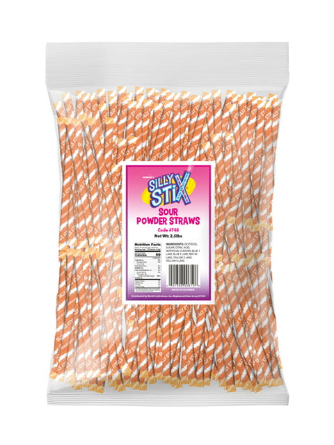Silly Stix sour powder paper straws bulk candy, 2.5 lb, made in Colombia