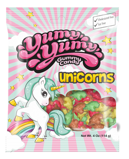 Kervan Yumy Yumy unicorn gummies peg bag, 4 oz (113 G), made in Turkey