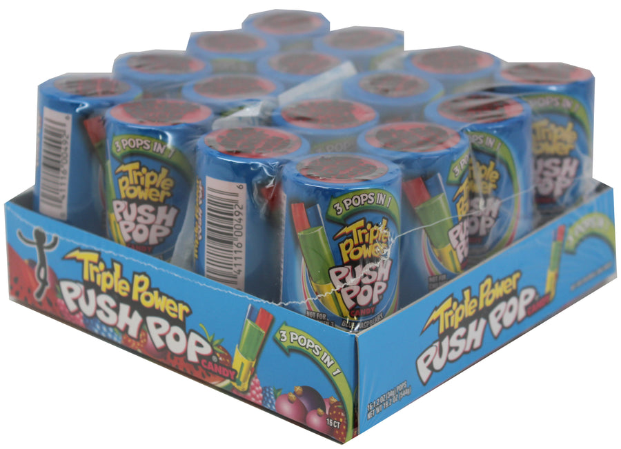 Topps Push Pop Triple Power Original novelty candy, 1.2 oz, made in Taiwan