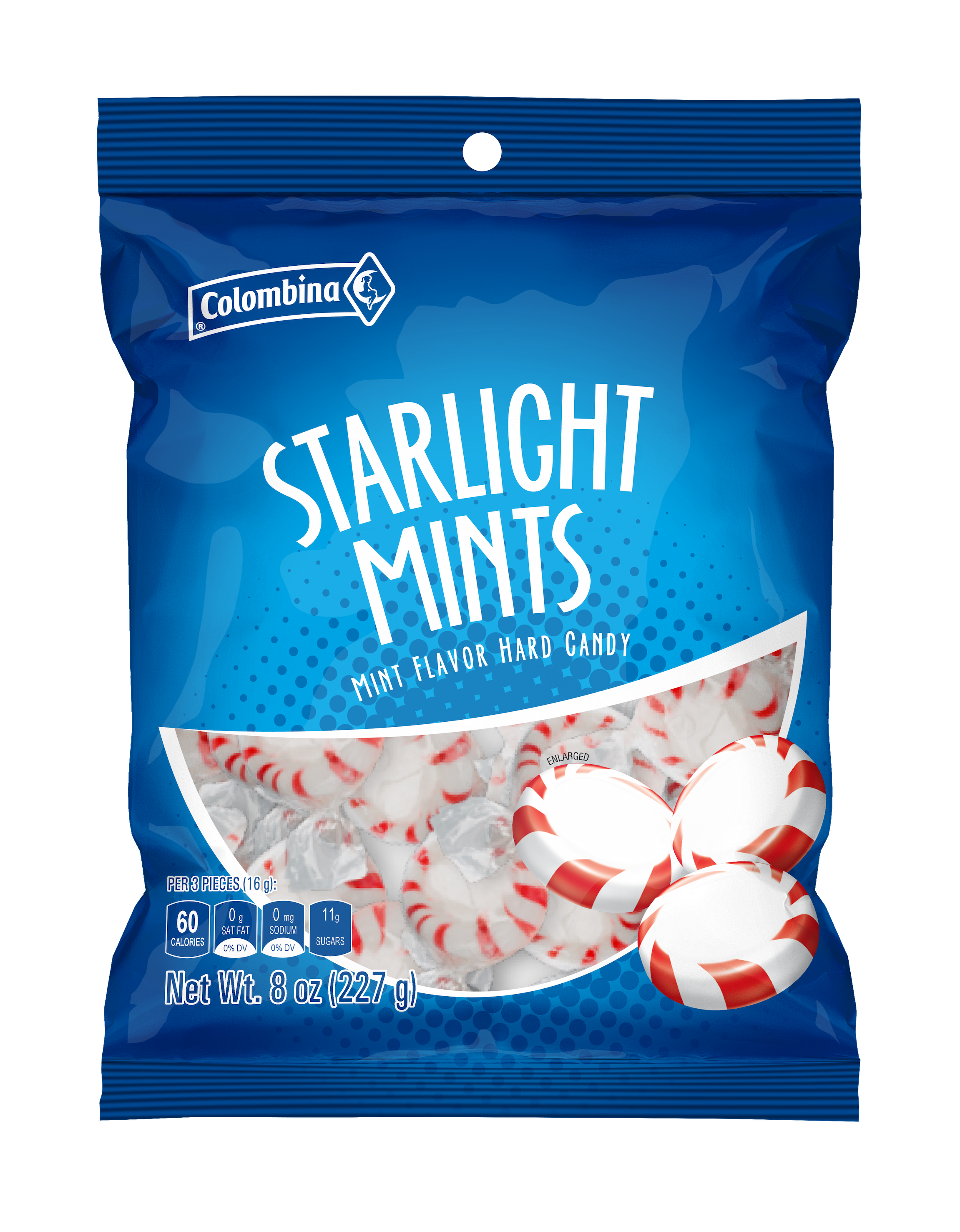 Colombina starlight mints peg bag, 8 oz, made in Colombia