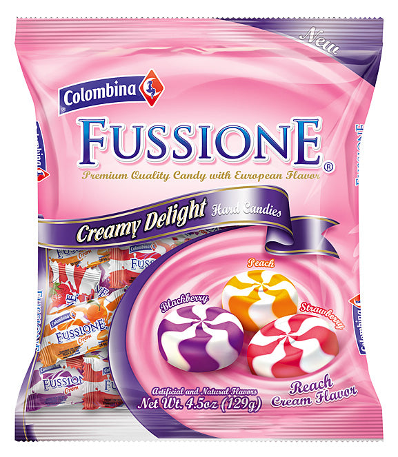 Colombina fussione creamy delight peg bag, 4.5 oz, made in Colombia