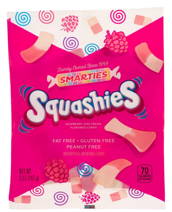 Smarties Squashies gummy candy peg bag, 5 oz, made in USA