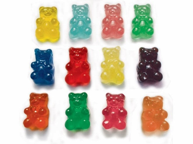 sunrise big bear gummy bears, dozen flavors, 5 lb, made in Mexico
