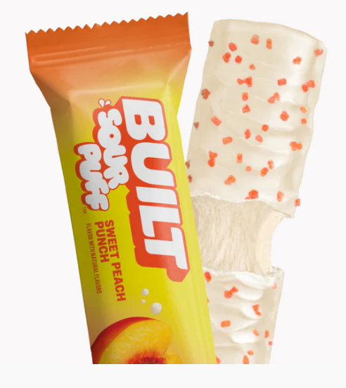 Built Sweet Peach Punch Sour Puff puff bars, 1.45 oz, made in USA