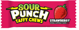 Sour Punch Chews Strawberry bulk candy, 3 lb bag, made in Mexico