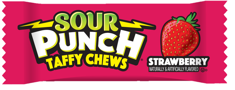 Sour Punch Chews Strawberry bulk candy, 3 lb bag, made in Mexico