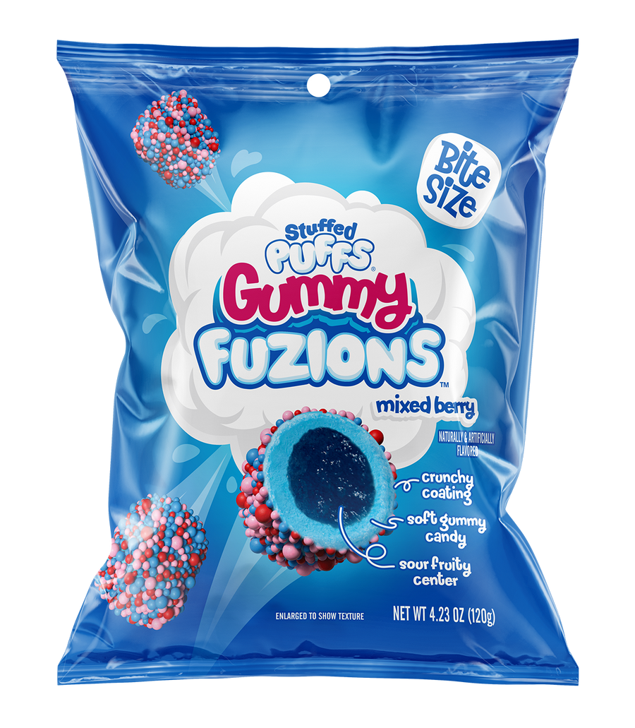 Stuffed Puffs Gummy Fuzions Mixed Berry, 4.23 oz (120 g), made in the USA