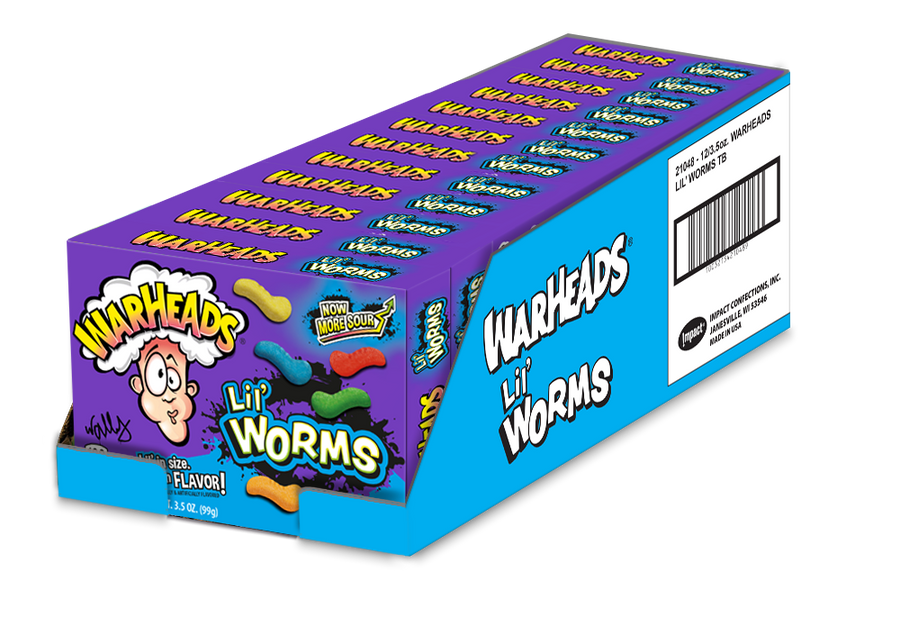 Warheads Lil' Worms, 3.5 oz (99 g), made in USA